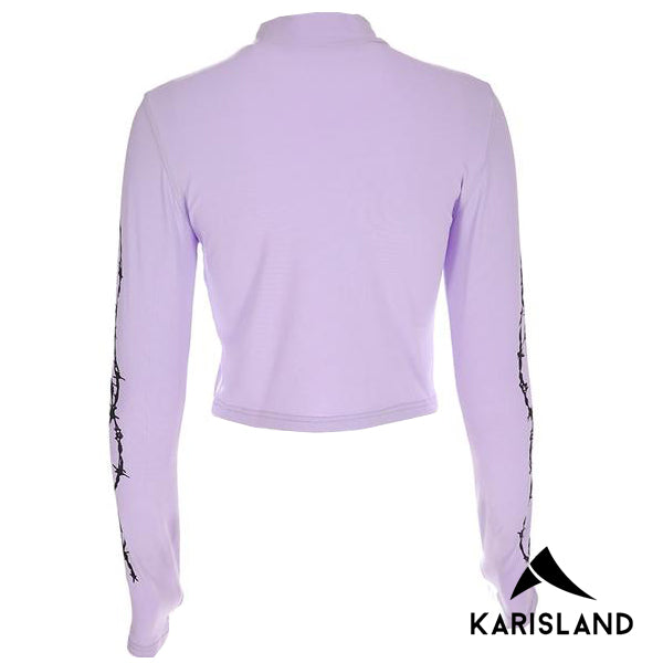 karisland Sophie Turtleneck Casual Streetwear Crop Top - karisland