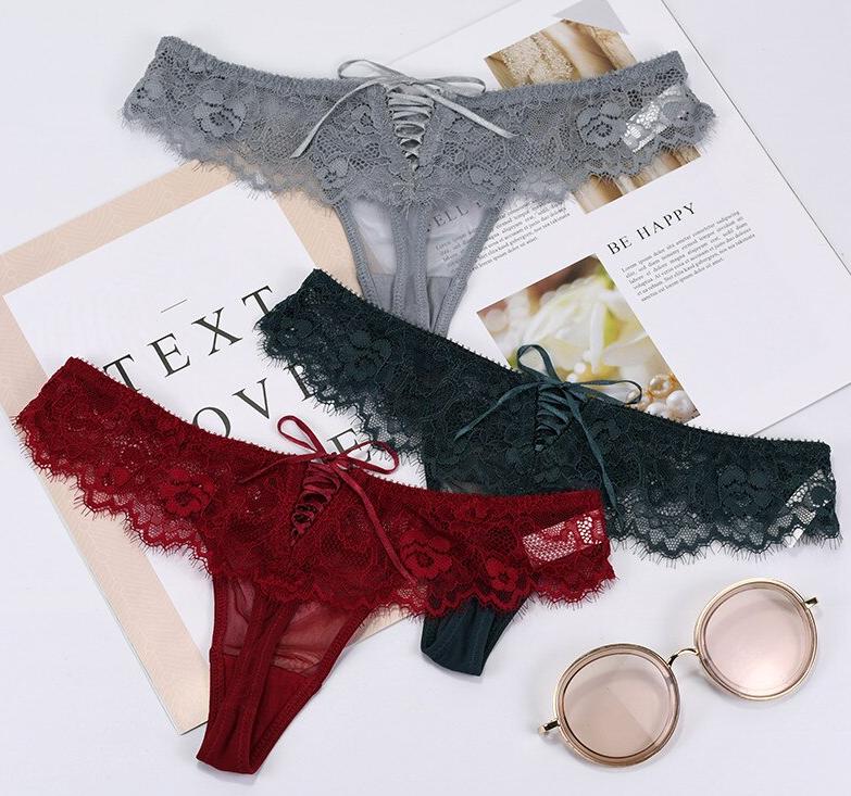 karisland Gray Green Burgundy / S / 3PCS Low-Rise Panties - karisland